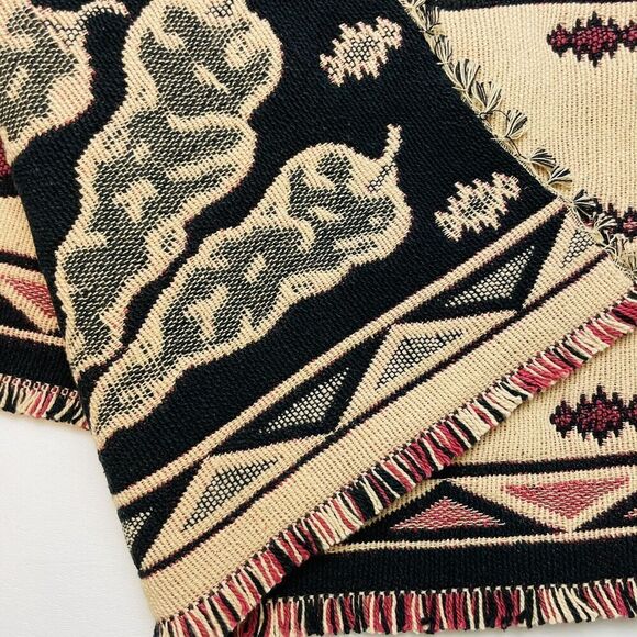 El Paso Saddleblanket Co Southwest Placemats (6) Chili Peppers Fringe Tapestry - Picture 2 of 6